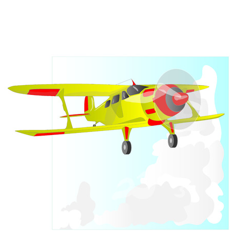 A bi plane isolated on sky. Vector  illustration.のイラスト素材