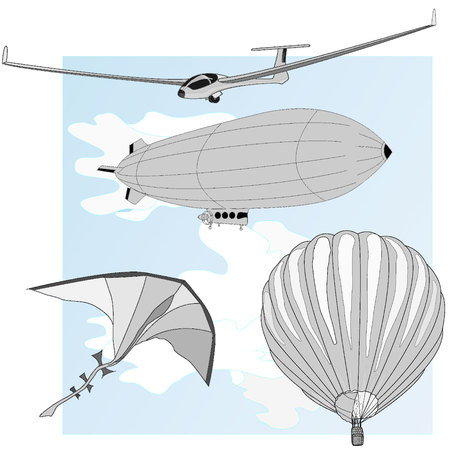 air transportation items vector setのイラスト素材
