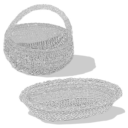 Wicker basket. Vector. Isolated illustration.のイラスト素材