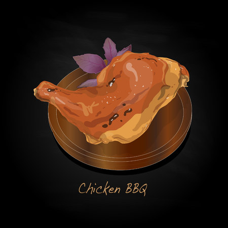 Chicken BBQ illustration. Vector isolated.のイラスト素材