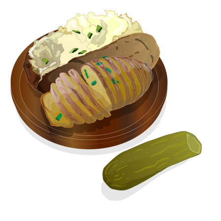 Potato BBQ illustration. Vector isolated.のイラスト素材