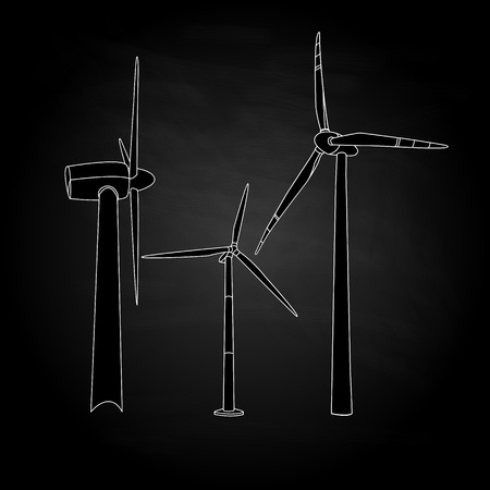 Wind turbine illustration. Vector isolated.のイラスト素材