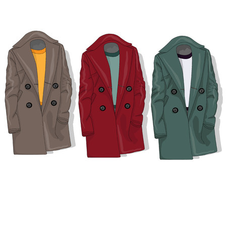 Female coat set. Vector isolated.のイラスト素材
