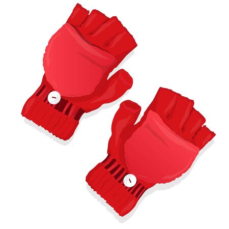 Pair of mittens on white isolatedのイラスト素材