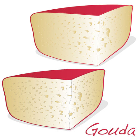 Isolated Gouda cheese  vector illustration on a white backgroundのイラスト素材