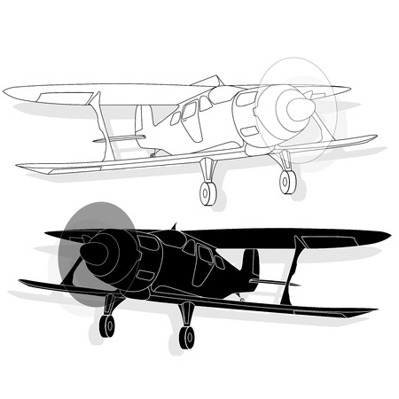 A bi plane isolated on sky. Vector  illustration.のイラスト素材
