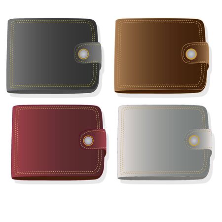 Leather wallet illustration set. Vector.のイラスト素材