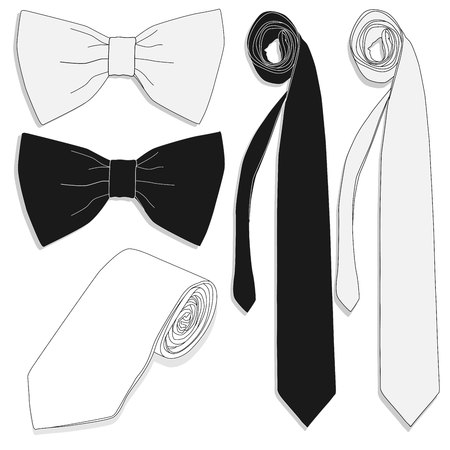 Tie and bow collection Vector illustration.のイラスト素材
