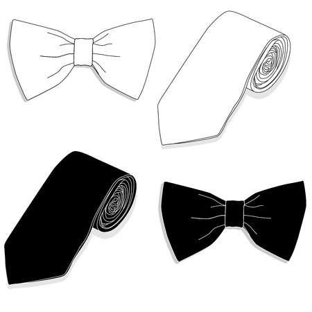Tie and bow collection Vector illustration.のイラスト素材