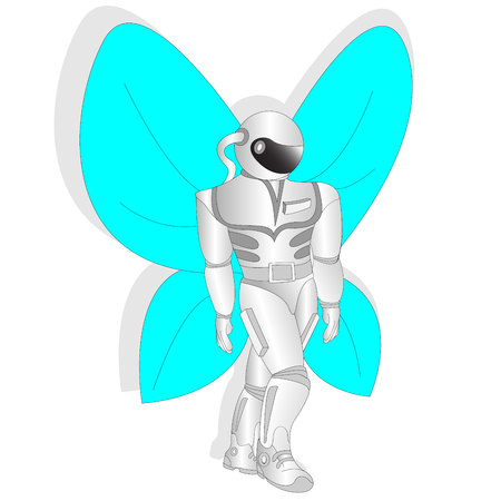 Vector illustration of cosmonaut, astronaut with butterfly wingsのイラスト素材