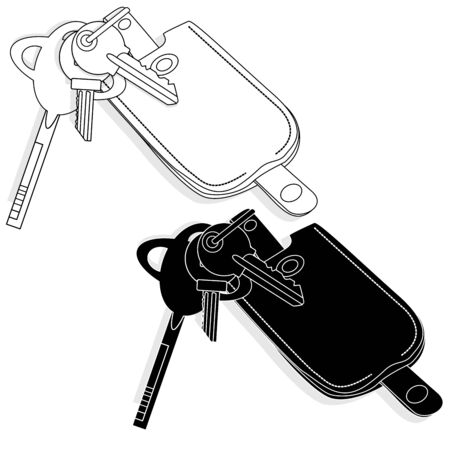 Leather key chain isolated with keyのイラスト素材