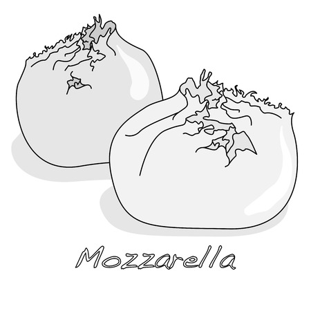 Piece of white mozzarella isolated. Illustration.のイラスト素材