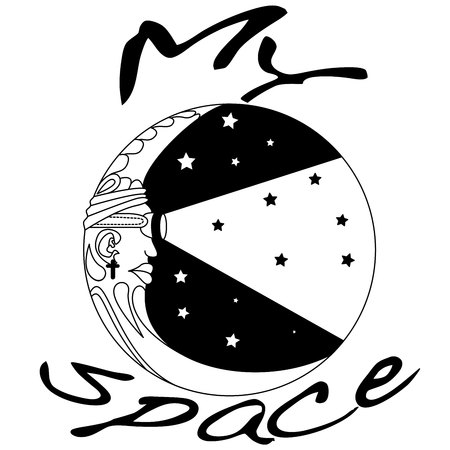Crescent moon. Space. Cosmic illustration for t-shirt designのイラスト素材