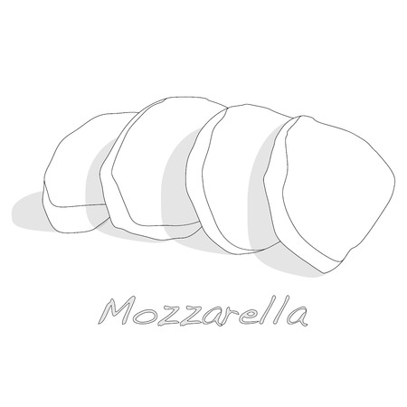 Pieces of white mozzarella isolated Illustration.のイラスト素材