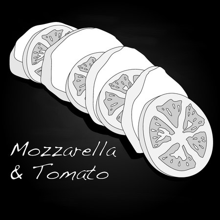Mozzarella and tomato sliced illustration set.のイラスト素材