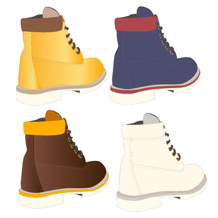 A men shoes illustration isolated set on a white background.のイラスト素材