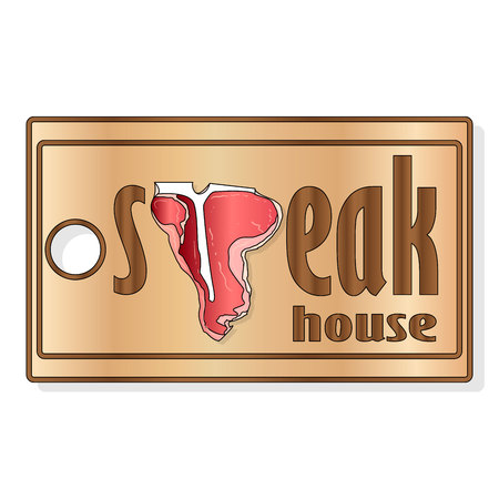 Steak House or Meat Store Labels, Emblems Templates signs Set. Isolated.のイラスト素材