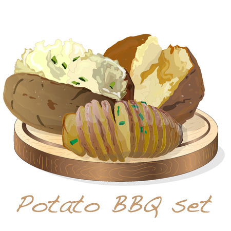 BBQ illustration set isolated on whiteのイラスト素材