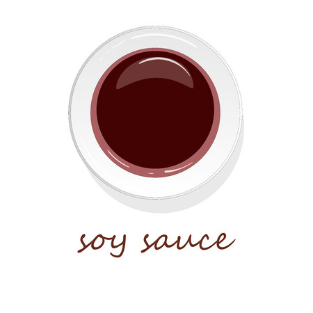 Dish of soy sauce illustration isolated on white background.のイラスト素材