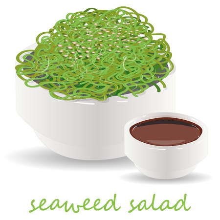 Traditional Japanese chuka seaweed salad illustration isolated on white background.のイラスト素材