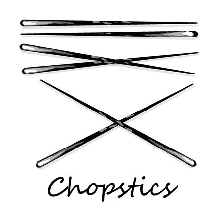 Wooden chopsticks isolated on white background illustration set.のイラスト素材