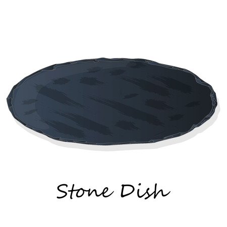 Dark Grey Black Slate Board for Dishes on White Background isolatedのイラスト素材