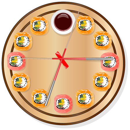 Nigiri Sush seti illustration isolated. Top view.のイラスト素材