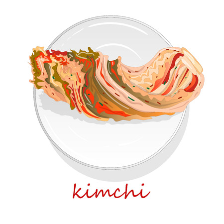 Kimchi, traditional korean food. Illustration on white.のイラスト素材