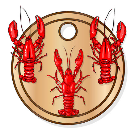 Crayfish set on dish vector illustration on a white background.のイラスト素材