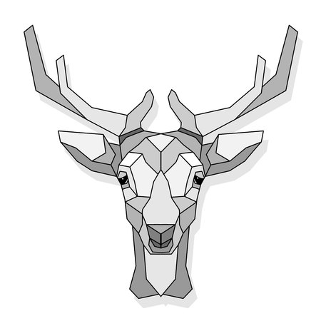 Stylized deer head vector illustration isolated on white backgroundのイラスト素材