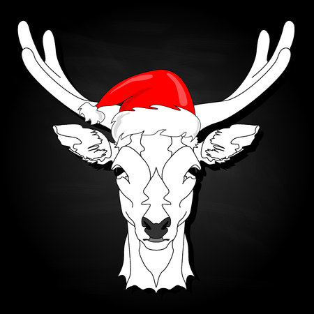 Stylized deer head vector illustration isolated. Xmas. new year.のイラスト素材