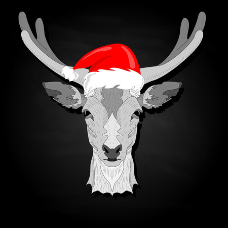 Stylized deer head vector illustration isolated. Xmas. new year.のイラスト素材
