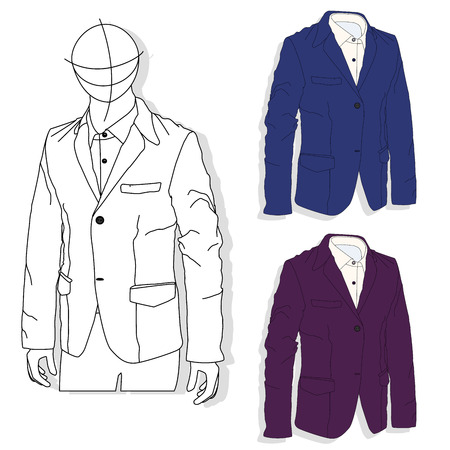 Vector man jacket illustration set. Fashion clothes collection.のイラスト素材