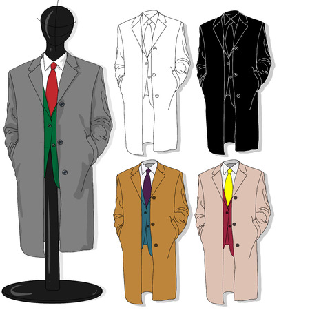 Male coat set. Vector illustration. Clothes collection.のイラスト素材