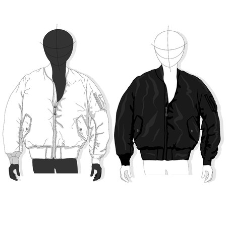 Pilot jacket. Bomber. Vector illustration. Men clothes collection.のイラスト素材