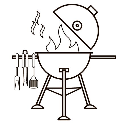 Different special tools for barbecue party. Bbq grill and tools vector illustration.のイラスト素材