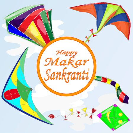 Vector illustration of Happy Makar Sankrant festival of India.のイラスト素材