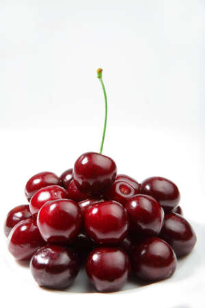 the cople cherries on white background isoletedの写真素材