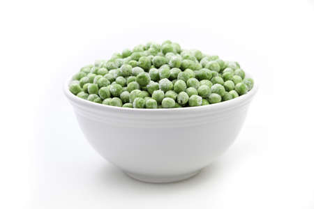 Frozen peas on white backgroundの写真素材