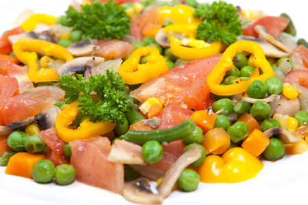 the roast vegetables on a plate as a garnishの写真素材