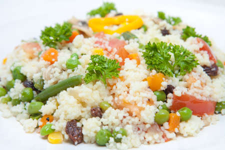 Kuskus with Vegetable Arabic tableware, east kitchenの写真素材