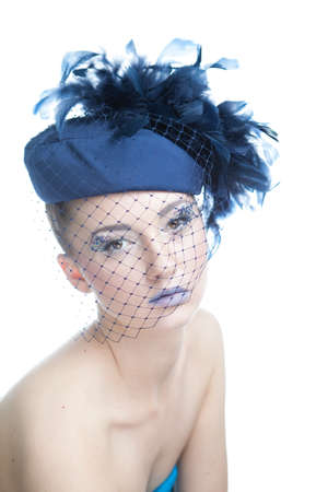 Portrait of beautiful woman on white backgroundの写真素材