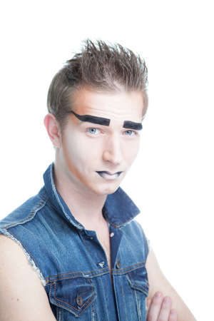 shocked man on white backgroundの写真素材