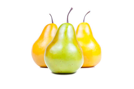 Three pears on the white background, be differentの写真素材