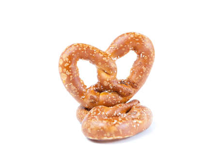 Bavarian pretzel isolated on white backgroundの写真素材
