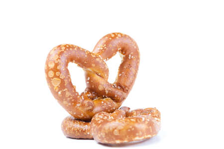 Bavarian pretzel isolated on white backgroundの写真素材