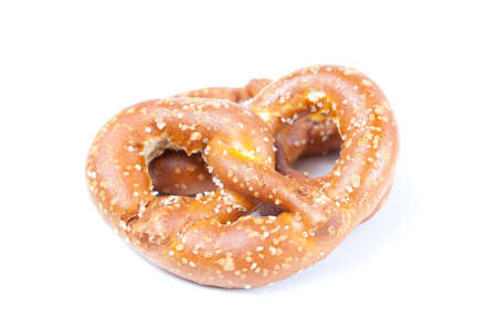 Bavarian pretzel isolated on white backgroundの写真素材