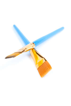 two paintbrushes isolated on white backgroundの写真素材