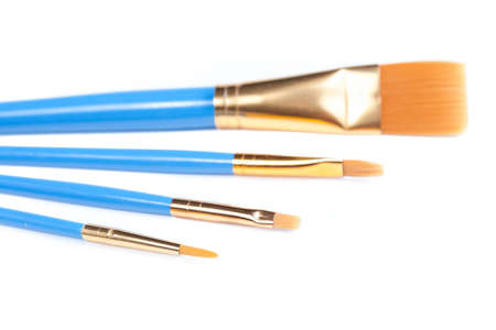 couple of paintbrushes isolated on white backgroundの写真素材