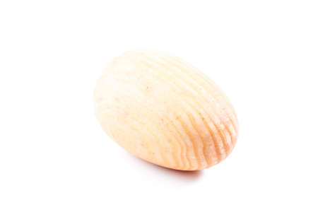 wooden easter egg isolated on white backgroundの写真素材